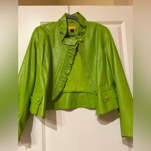 St. John Vibrant Lime Leather Jacket